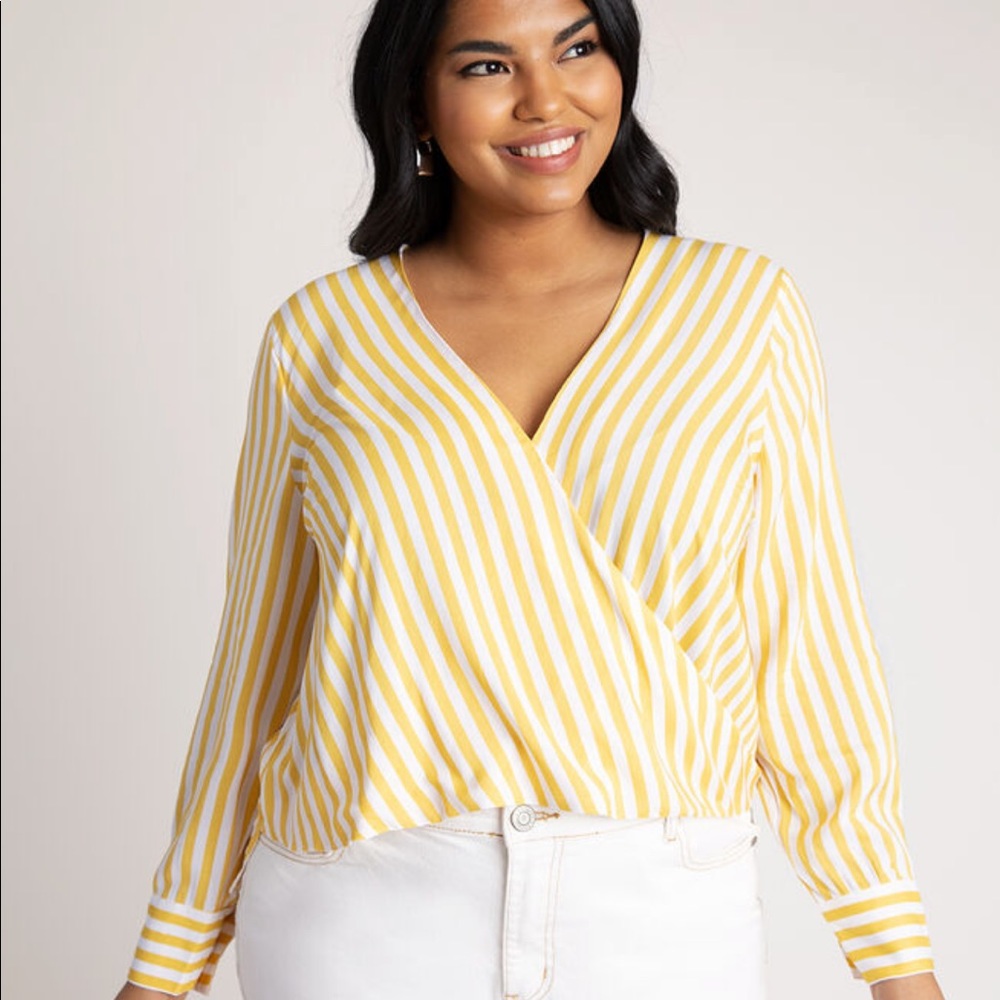 Worn Once Eloquii Cropped Striped Blouse